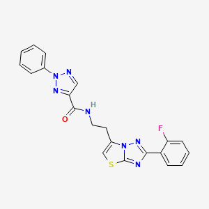 molecular formula C21H16FN7OS B2931668 N-(2-(2-(2-fluorophenyl)thiazolo[3,2-b][1,2,4]triazol-6-yl)ethyl)-2-phenyl-2H-1,2,3-triazole-4-carboxamide CAS No. 1324206-76-9