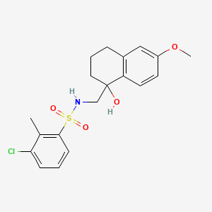 molecular formula C19H22ClNO4S B2931674 3-chloro-N-((1-hydroxy-6-methoxy-1,2,3,4-tetrahydronaphthalen-1-yl)methyl)-2-methylbenzenesulfonamide CAS No. 2034600-93-4
