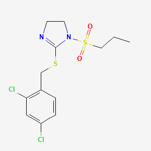 molecular formula C13H16Cl2N2O2S2 B2931677 2-{[(2,4-dichlorophenyl)methyl]sulfanyl}-1-(propane-1-sulfonyl)-4,5-dihydro-1H-imidazole CAS No. 868219-07-2