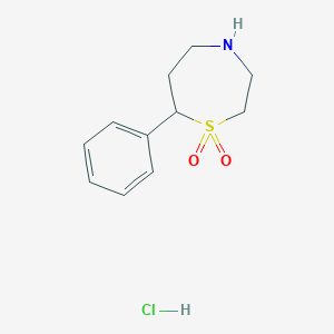 molecular formula C11H16ClNO2S B2931678 7-phenyl-1lambda6,4-thiazepane-1,1-dione hydrochloride CAS No. 2097936-35-9