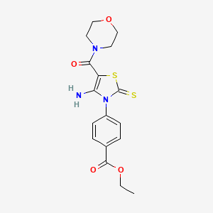 molecular formula C17H19N3O4S2 B2931684 ethyl 4-[4-amino-5-(morpholine-4-carbonyl)-2-sulfanylidene-2,3-dihydro-1,3-thiazol-3-yl]benzoate CAS No. 946212-92-6