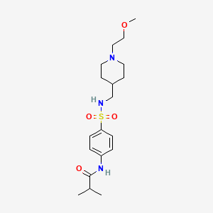 molecular formula C19H31N3O4S B2931696 N-(4-(N-((1-(2-methoxyethyl)piperidin-4-yl)methyl)sulfamoyl)phenyl)isobutyramide CAS No. 953208-81-6