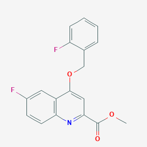 molecular formula C18H13F2NO3 B2931702 METHYL 6-FLUORO-4-[(2-FLUOROPHENYL)METHOXY]QUINOLINE-2-CARBOXYLATE CAS No. 1358417-49-8