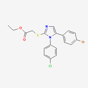 molecular formula C19H16BrClN2O2S B2931706 ethyl 2-((5-(4-bromophenyl)-1-(4-chlorophenyl)-1H-imidazol-2-yl)thio)acetate CAS No. 1226451-27-9