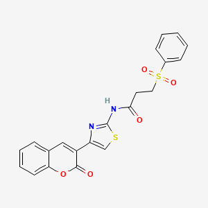molecular formula C21H16N2O5S2 B2931723 N-(4-(2-oxo-2H-chromen-3-yl)thiazol-2-yl)-3-(phenylsulfonyl)propanamide CAS No. 892851-95-5