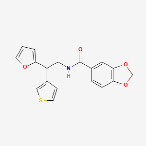 molecular formula C18H15NO4S B2931736 N-[2-(furan-2-yl)-2-(thiophen-3-yl)ethyl]-2H-1,3-benzodioxole-5-carboxamide CAS No. 2097919-23-6