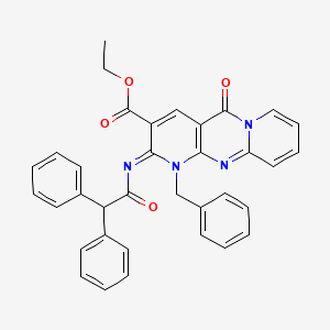 molecular formula C35H28N4O4 B2931739 ethyl 7-benzyl-6-(2,2-diphenylacetyl)imino-2-oxo-1,7,9-triazatricyclo[8.4.0.03,8]tetradeca-3(8),4,9,11,13-pentaene-5-carboxylate CAS No. 534581-64-1