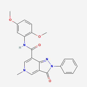 molecular formula C22H20N4O4 B2931752 N-(2,5-dimethoxyphenyl)-5-methyl-3-oxo-2-phenyl-2H,3H,5H-pyrazolo[4,3-c]pyridine-7-carboxamide CAS No. 921832-88-4