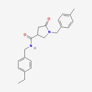 molecular formula C22H26N2O2 B2931771 N-[(4-Ethylphenyl)methyl]-1-[(4-methylphenyl)methyl]-5-oxopyrrolidine-3-carboxamide CAS No. 2380188-44-1