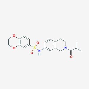 molecular formula C21H24N2O5S B2931780 N-(2-isobutyryl-1,2,3,4-tetrahydroisoquinolin-7-yl)-2,3-dihydrobenzo[b][1,4]dioxine-6-sulfonamide CAS No. 955648-67-6