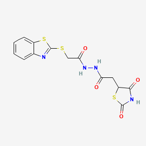 2-(benzo[d]thiazol-2-ylthio)-N'-(2-(2,4-dioxothiazolidin-5-yl)acetyl)acetohydrazide