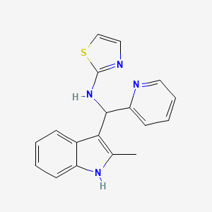molecular formula C18H16N4S B2931824 N-[(2-methyl-1H-indol-3-yl)(pyridin-2-yl)methyl]-1,3-thiazol-2-amine CAS No. 385786-25-4