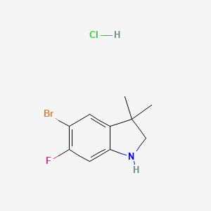molecular formula C10H12BrClFN B2931825 5-bromo-6-fluoro-3,3-dimethyl-2,3-dihydro-1H-indole hydrochloride CAS No. 2219407-78-8