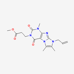 molecular formula C17H21N5O4 B2931834 methyl 3-[1,6,7-trimethyl-2,4-dioxo-8-(prop-2-en-1-yl)-1H,2H,3H,4H,8H-imidazo[1,2-g]purin-3-yl]propanoate CAS No. 878720-71-9