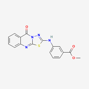 molecular formula C17H12N4O3S B2931851 methyl 3-({5-oxo-5H-[1,3,4]thiadiazolo[2,3-b]quinazolin-2-yl}amino)benzoate CAS No. 895648-09-6