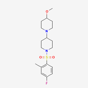 molecular formula C18H27FN2O3S B2931864 1'-(4-Fluoro-2-methylbenzenesulfonyl)-4-methoxy-1,4'-bipiperidine CAS No. 1705093-23-7