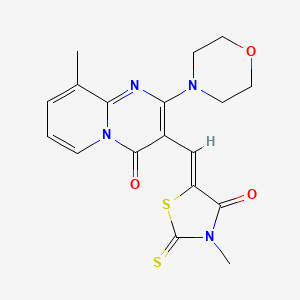 molecular formula C18H18N4O3S2 B2931886 (5Z)-3-methyl-5-{[9-methyl-2-(morpholin-4-yl)-4-oxo-4H-pyrido[1,2-a]pyrimidin-3-yl]methylidene}-2-sulfanylidene-1,3-thiazolidin-4-one CAS No. 324566-68-9