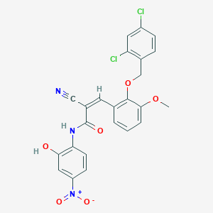 molecular formula C24H17Cl2N3O6 B2931893 (Z)-2-Cyano-3-[2-[(2,4-dichlorophenyl)methoxy]-3-methoxyphenyl]-N-(2-hydroxy-4-nitrophenyl)prop-2-enamide CAS No. 522656-01-5