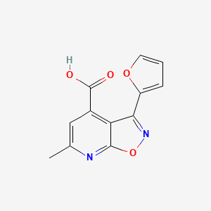 molecular formula C12H8N2O4 B2931894 3-(Furan-2-yl)-6-methyl-[1,2]oxazolo[5,4-b]pyridine-4-carboxylic acid CAS No. 954254-90-1