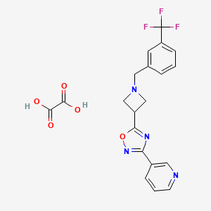 molecular formula C20H17F3N4O5 B2931895 3-(Pyridin-3-yl)-5-(1-(3-(trifluoromethyl)benzyl)azetidin-3-yl)-1,2,4-oxadiazole oxalate CAS No. 1351621-23-2