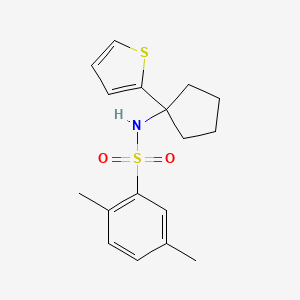 molecular formula C17H21NO2S2 B2931896 2,5-dimethyl-N-(1-(thiophen-2-yl)cyclopentyl)benzenesulfonamide CAS No. 2034331-57-0