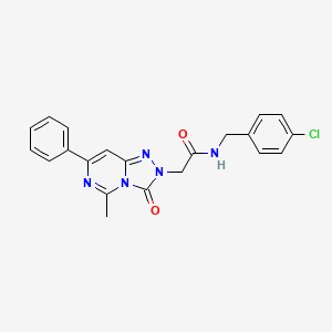 molecular formula C21H18ClN5O2 B2931907 N-[(4-CHLOROPHENYL)METHYL]-2-{5-METHYL-3-OXO-7-PHENYL-2H,3H-[1,2,4]TRIAZOLO[4,3-C]PYRIMIDIN-2-YL}ACETAMIDE CAS No. 1251608-80-6
