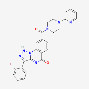 molecular formula C25H20FN7O2 B2931908 3-(2-fluorophenyl)-8-[4-(pyridin-2-yl)piperazine-1-carbonyl]-4H,5H-[1,2,3]triazolo[1,5-a]quinazolin-5-one CAS No. 1031649-44-1