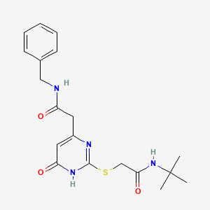 molecular formula C19H24N4O3S B2931928 N-benzyl-2-(2-((2-(tert-butylamino)-2-oxoethyl)thio)-6-oxo-1,6-dihydropyrimidin-4-yl)acetamide CAS No. 1170399-94-6