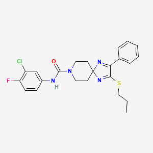 molecular formula C23H24ClFN4OS B2931976 N-(3-CHLORO-4-FLUOROPHENYL)-2-PHENYL-3-(PROPYLSULFANYL)-1,4,8-TRIAZASPIRO[4.5]DECA-1,3-DIENE-8-CARBOXAMIDE CAS No. 1357785-20-6