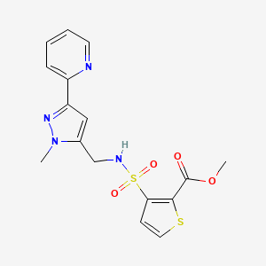 molecular formula C16H16N4O4S2 B2931979 methyl 3-({[1-methyl-3-(pyridin-2-yl)-1H-pyrazol-5-yl]methyl}sulfamoyl)thiophene-2-carboxylate CAS No. 2319722-16-0