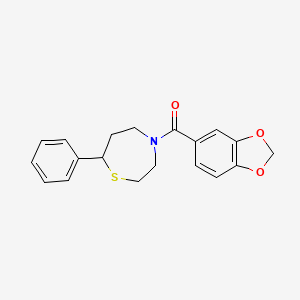 molecular formula C19H19NO3S B2932008 Benzo[d][1,3]dioxol-5-yl(7-phenyl-1,4-thiazepan-4-yl)methanone CAS No. 1797737-36-0