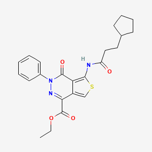 Ethyl 5-(3-cyclopentylpropanamido)-4-oxo-3-phenyl-3,4-dihydrothieno[3,4-d]pyridazine-1-carboxylate