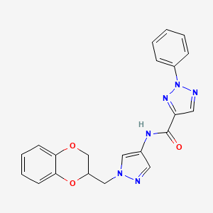 N-(1-((2,3-dihydrobenzo[b][1,4]dioxin-2-yl)methyl)-1H-pyrazol-4-yl)-2-phenyl-2H-1,2,3-triazole-4-carboxamide