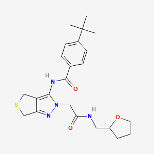 4-(tert-butyl)-N-(2-(2-oxo-2-(((tetrahydrofuran-2-yl)methyl)amino)ethyl)-4,6-dihydro-2H-thieno[3,4-c]pyrazol-3-yl)benzamide
