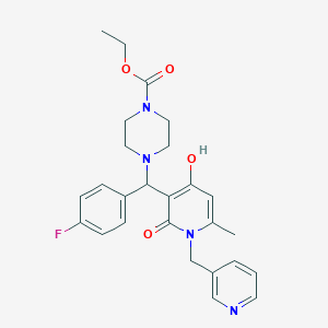 Ethyl 4-((4-fluorophenyl)(4-hydroxy-6-methyl-2-oxo-1-(pyridin-3-ylmethyl)-1,2-dihydropyridin-3-yl)methyl)piperazine-1-carboxylate