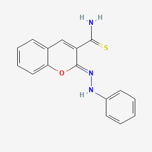 (2Z)-2-(2-phenylhydrazin-1-ylidene)-2H-chromene-3-carbothioamide