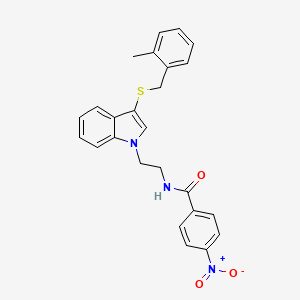N-(2-(3-((2-methylbenzyl)thio)-1H-indol-1-yl)ethyl)-4-nitrobenzamide
