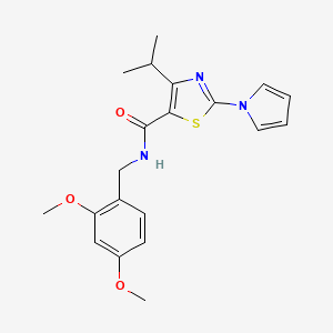 molecular formula C20H23N3O3S B2932135 N-[(2,4-dimethoxyphenyl)methyl]-4-(propan-2-yl)-2-(1H-pyrrol-1-yl)-1,3-thiazole-5-carboxamide CAS No. 1251618-41-3
