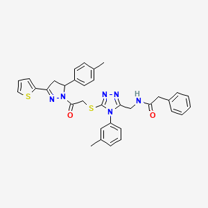 N-[[4-(3-methylphenyl)-5-[2-[3-(4-methylphenyl)-5-thiophen-2-yl-3,4-dihydropyrazol-2-yl]-2-oxoethyl]sulfanyl-1,2,4-triazol-3-yl]methyl]-2-phenylacetamide