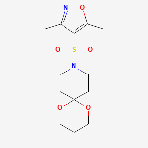 molecular formula C13H20N2O5S B2932146 9-((3,5-Dimethylisoxazol-4-yl)sulfonyl)-1,5-dioxa-9-azaspiro[5.5]undecane CAS No. 1328174-01-1