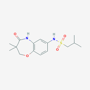 molecular formula C15H22N2O4S B2932153 N-(3,3-dimethyl-4-oxo-2,3,4,5-tetrahydro-1,5-benzoxazepin-7-yl)-2-methylpropane-1-sulfonamide CAS No. 922133-53-7