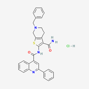 6-Benzyl-2-(2-phenylquinoline-4-carboxamido)-4,5,6,7-tetrahydrothieno[2,3-c]pyridine-3-carboxamide hydrochloride