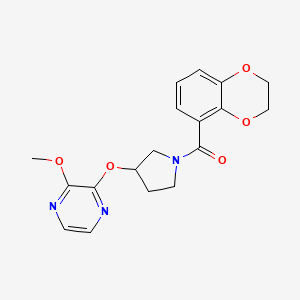 molecular formula C18H19N3O5 B2932170 2-{[1-(2,3-dihydro-1,4-benzodioxine-5-carbonyl)pyrrolidin-3-yl]oxy}-3-methoxypyrazine CAS No. 2034284-56-3