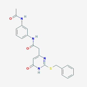 molecular formula C21H20N4O3S B2932203 N-(3-acetamidophenyl)-2-(2-(benzylthio)-6-oxo-1,6-dihydropyrimidin-4-yl)acetamide CAS No. 1105209-99-1