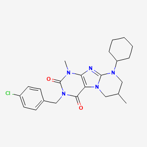 3-[(4-chlorophenyl)methyl]-9-cyclohexyl-1,7-dimethyl-7,8-dihydro-6H-purino[7,8-a]pyrimidine-2,4-dione