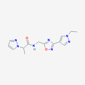 N-((3-(1-ethyl-1H-pyrazol-4-yl)-1,2,4-oxadiazol-5-yl)methyl)-2-(1H-pyrazol-1-yl)propanamide