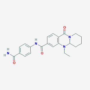 molecular formula C22H24N4O3 B2932235 N-(4-carbamoylphenyl)-5-ethyl-11-oxo-5H,5aH,6H,7H,8H,9H,11H-pyrido[2,1-b]quinazoline-3-carboxamide CAS No. 1574567-58-0
