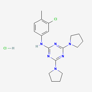 molecular formula C18H24Cl2N6 B2932246 N-(3-chloro-4-methylphenyl)-4,6-bis(pyrrolidin-1-yl)-1,3,5-triazin-2-amine hydrochloride CAS No. 1179414-76-6