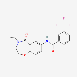 molecular formula C19H17F3N2O3 B2932255 N-(4-ethyl-5-oxo-2,3,4,5-tetrahydro-1,4-benzoxazepin-7-yl)-3-(trifluoromethyl)benzamide CAS No. 922128-34-5