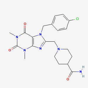 1-[[7-[(4-Chlorophenyl)methyl]-1,3-dimethyl-2,6-dioxopurin-8-yl]methyl]piperidine-4-carboxamide